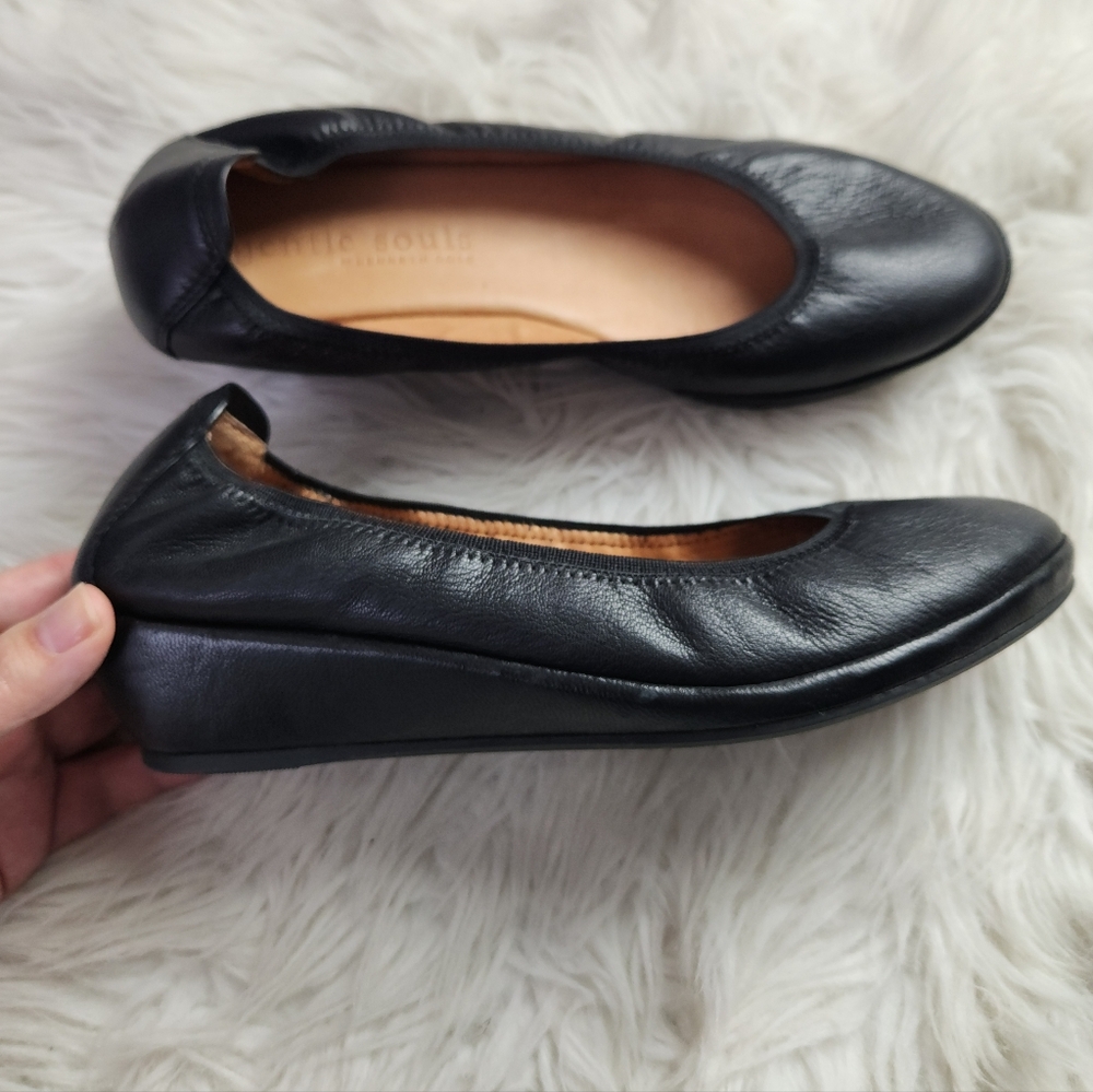 Gentle Souls Black Natalie Low Wedge Slip-ons 7.5